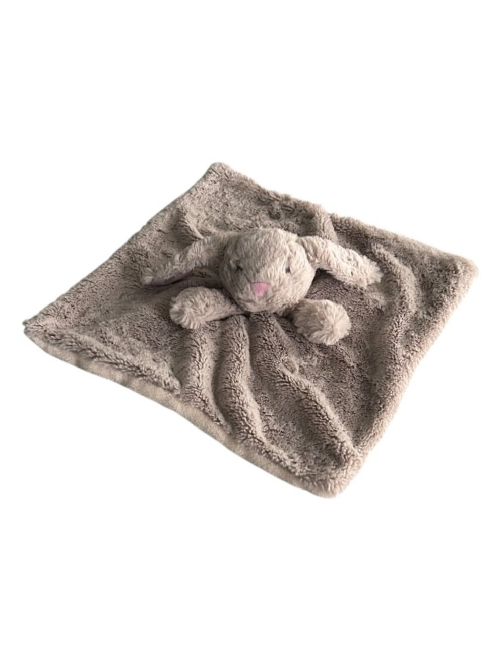 Kellytoy Plush Bunny Lovey Blanket For Baby Soft Gray Security Blanket Satin